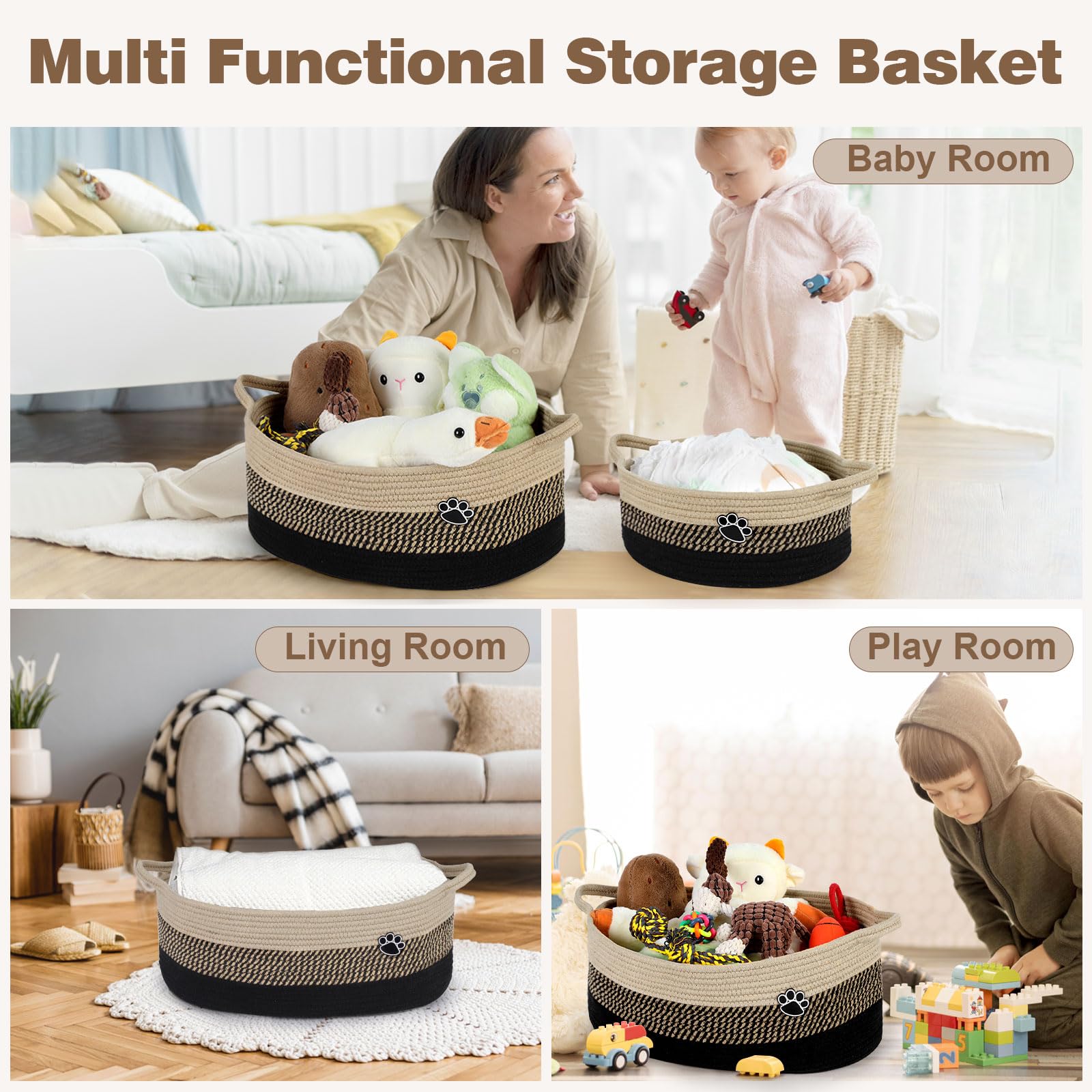 Optish dog toy basket living room placement complements home decor.