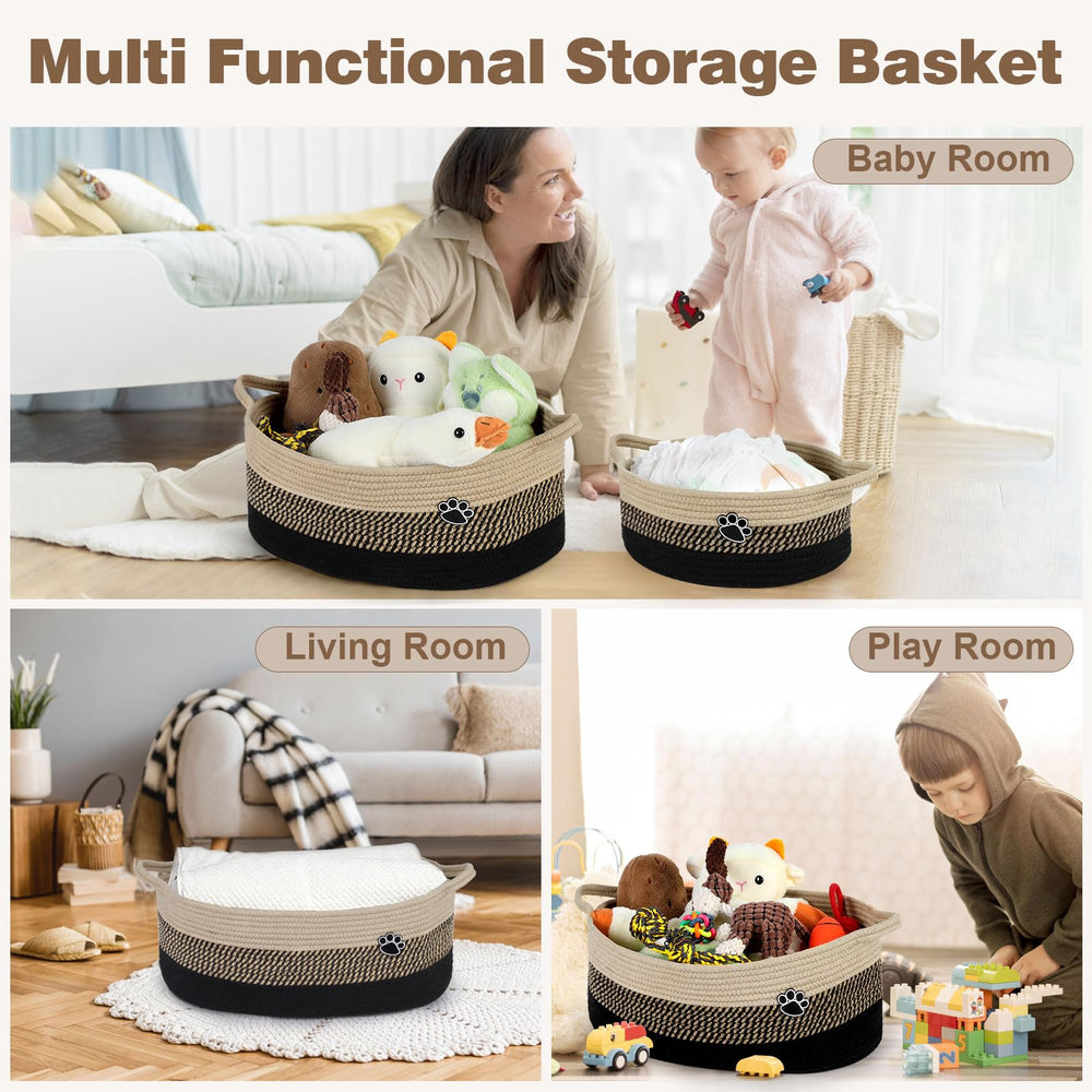Optish dog toy basket living room placement complements home decor.