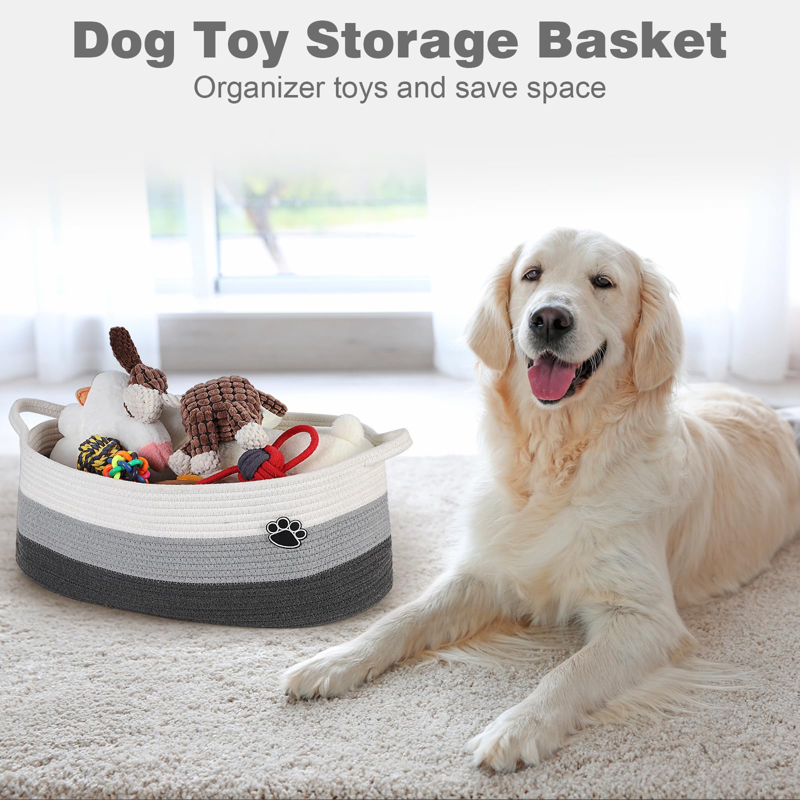 Optish dog toy basket soft cotton rope texture for cozy, pet-friendly storage spots