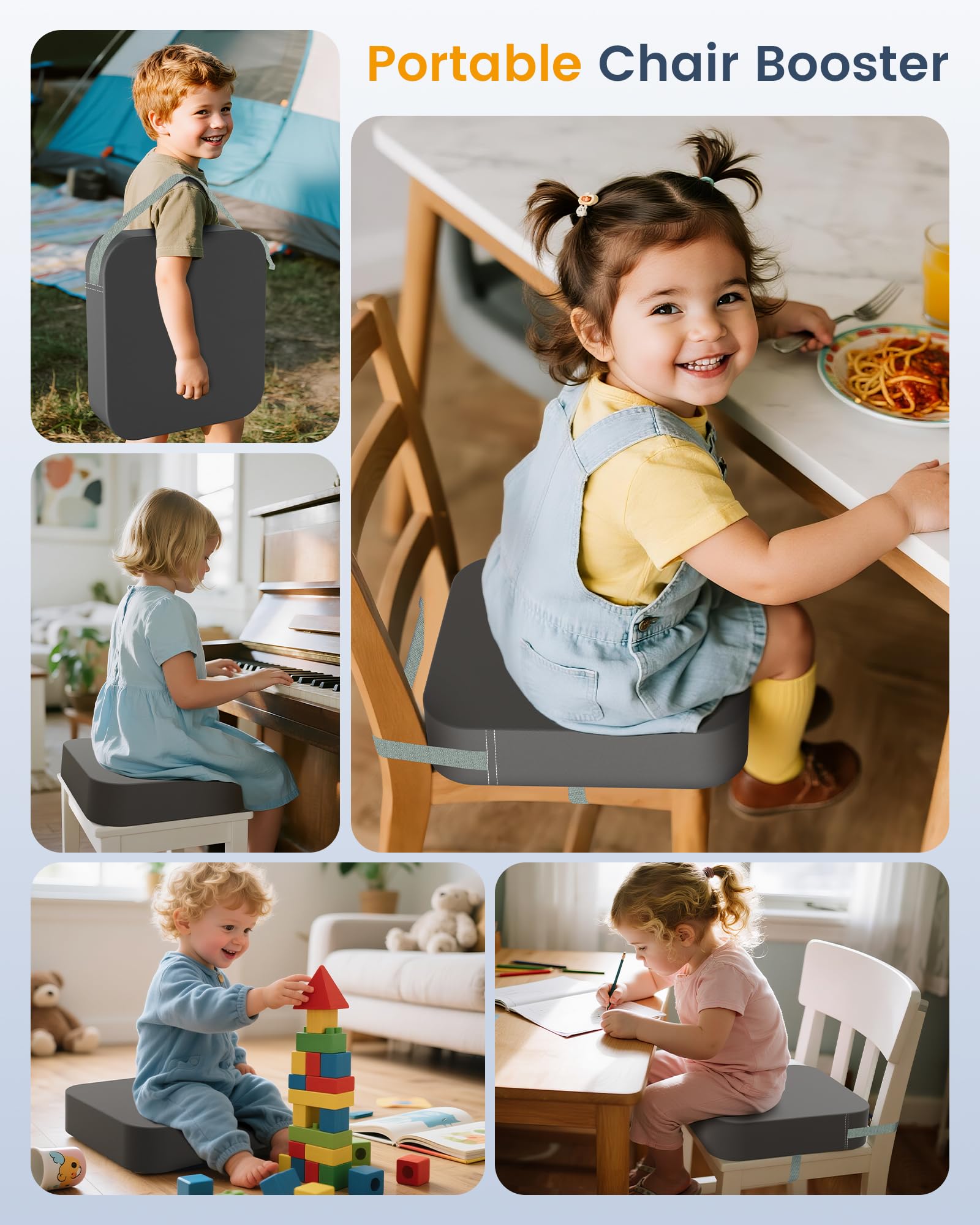 OPZAVYA booster seat dimensions 14.2 x 12.6 x 3.8 inches for compact fit