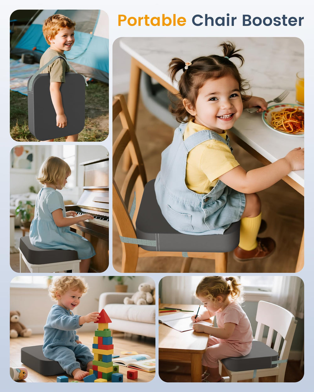 OPZAVYA booster seat dimensions 14.2 x 12.6 x 3.8 inches for compact fit