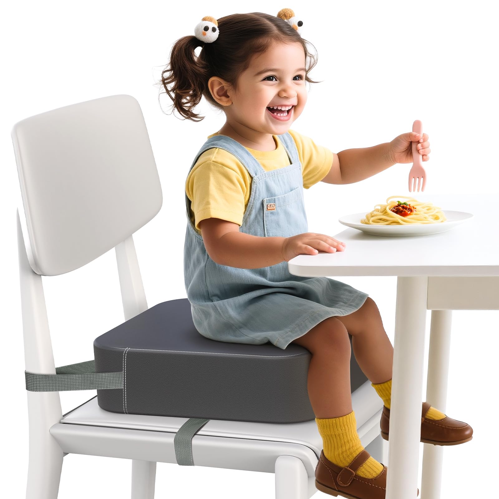 OPZAVYA booster seat elevates child to dining height for comfortable meals