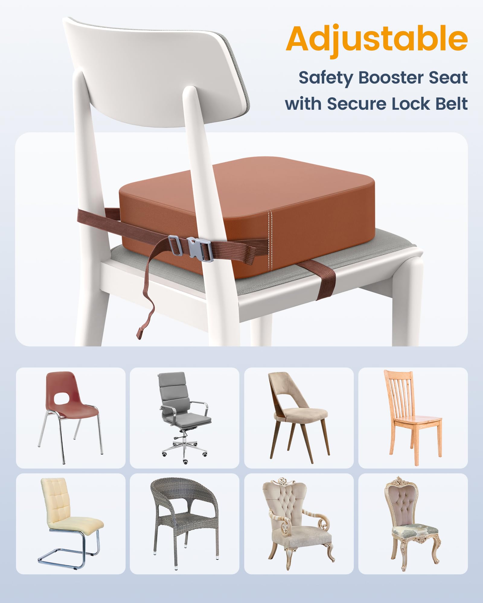 OPZAVYA Booster Seat waterproof PU leather for quick cleanup.
