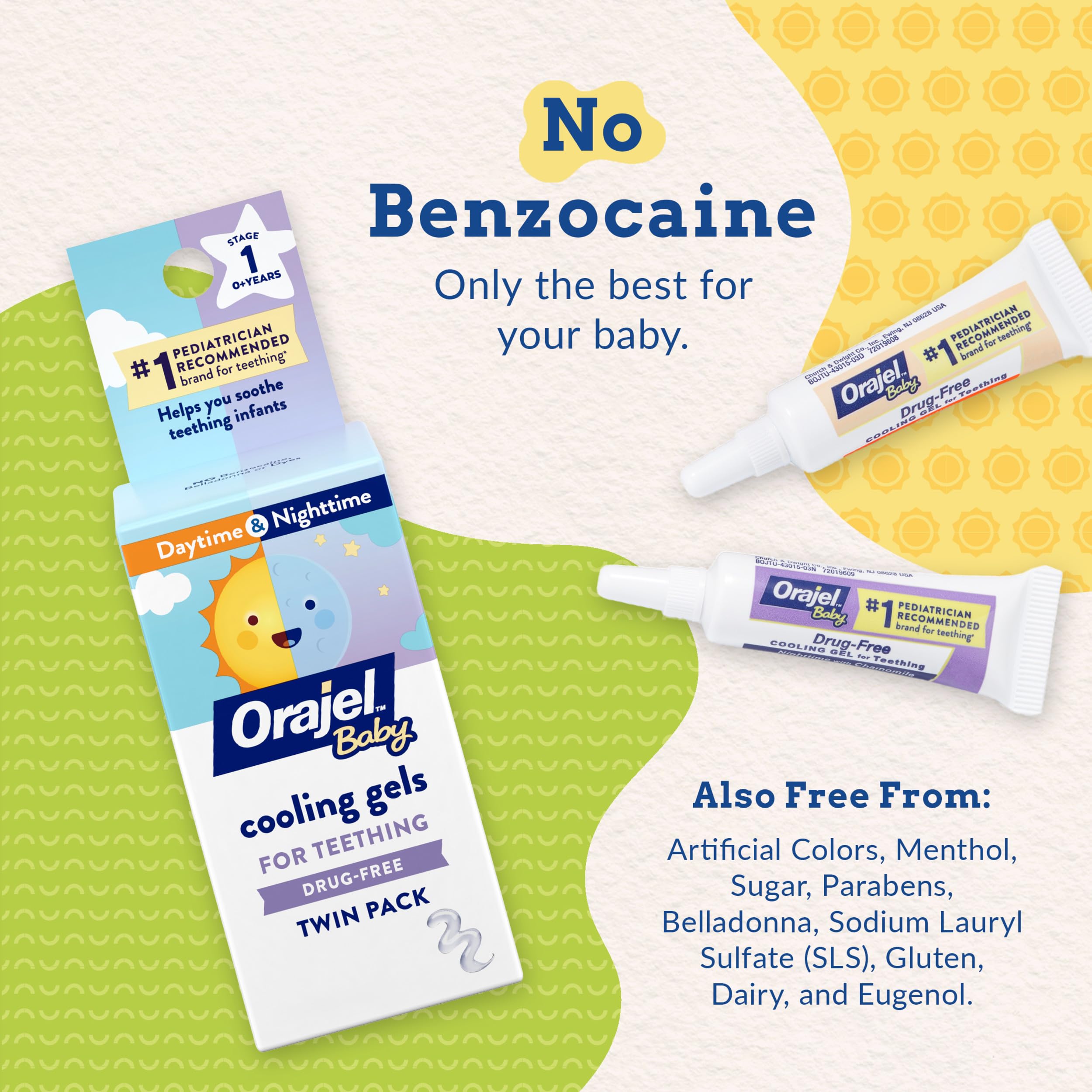 Orajel Baby daytime gel application showing instant cooling effect.
