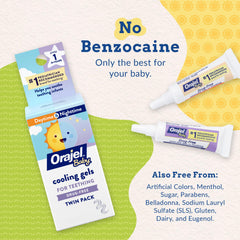 Orajel Baby daytime gel application showing instant cooling effect.