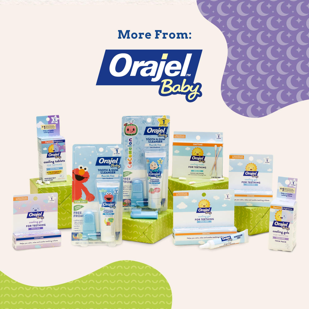 Orajel Baby Nighttime Cooling Gel drug-free formula avoids benzocaine.