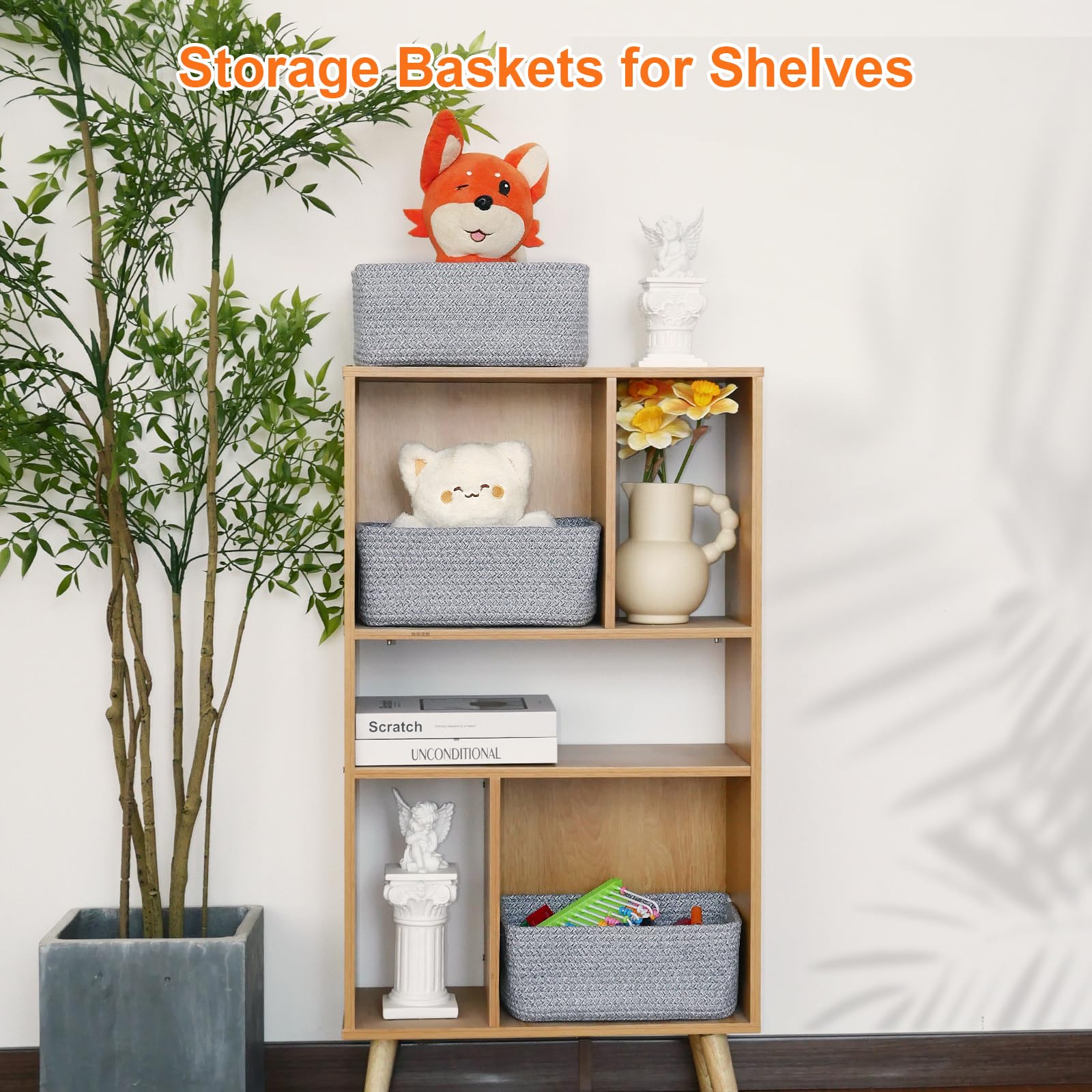 Ordn2Ordn small basket living-room-decor blends neutral tone with clutter concealment.