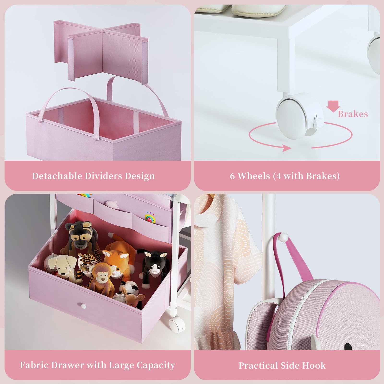 Orekemo diaper caddy 3-tier cart detachable-handle feature for easy carrying to car.