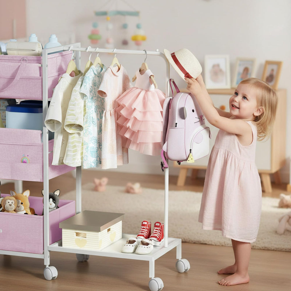 Orekemo diaper caddy 3-tier cart dividers show customizable compartments for baby gear.