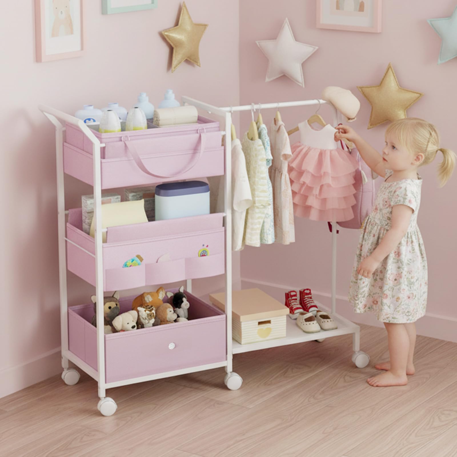 Orekemo diaper caddy 3-tier cart nursery-storage solution for bedrooms and bathrooms.