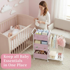 Orekemo diaper caddy 3-tier cart open drawer ideal for quick diaper changes.