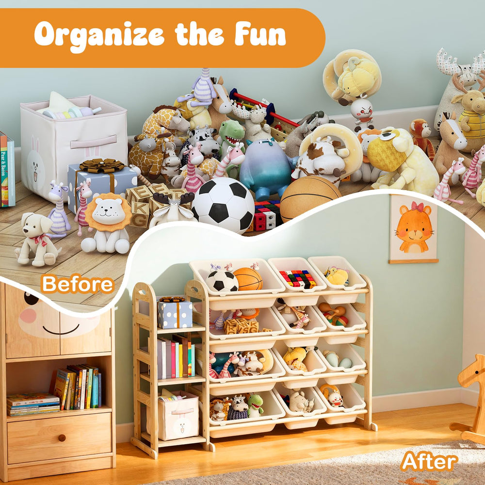 Orekemo toy storage organizer kid-friendly height supports independent access to books and toys
