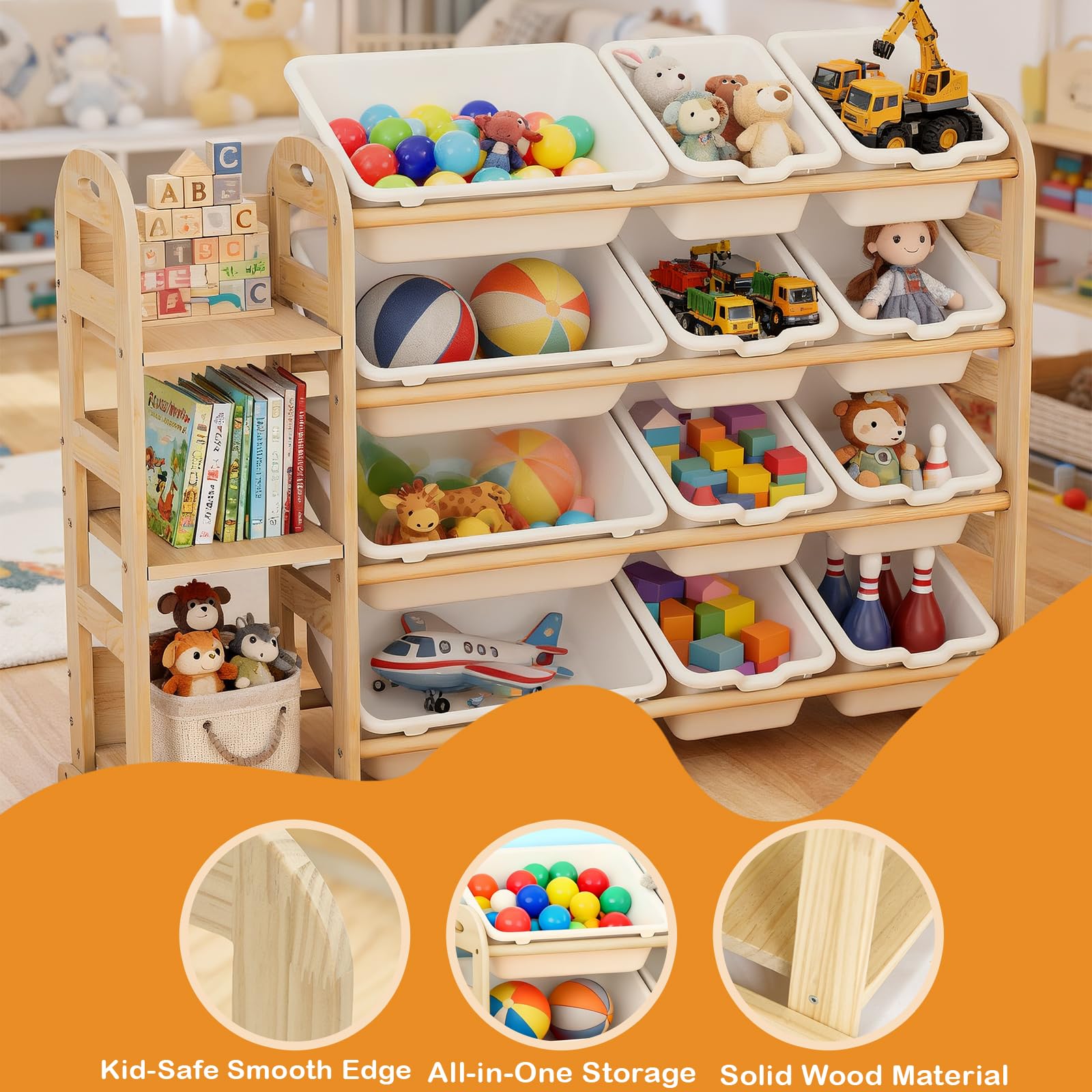 Orekemo toy storage organizer open shelving displays favorites while teaching sorting skills