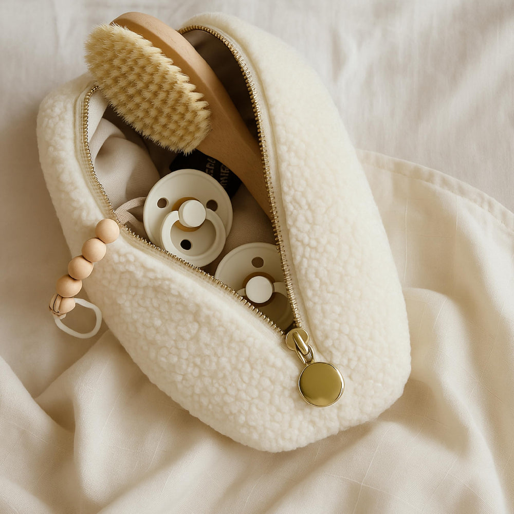 Orelle bouclé caddy shown in nursery and car-use scenarios