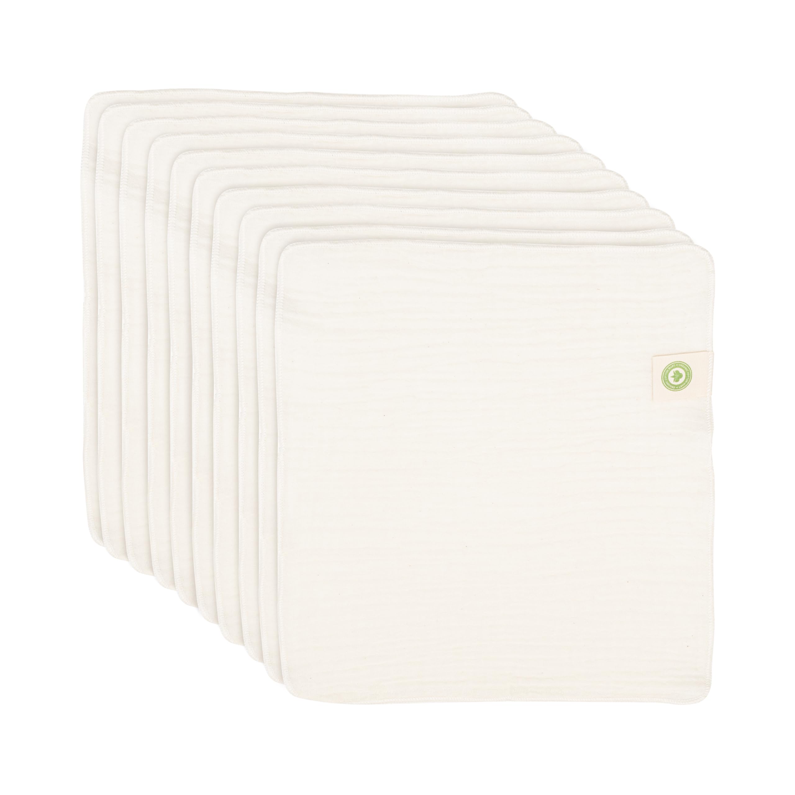 Organic Cotton Mart reusable baby wipes packaging highlights eco-friendly, washable design.