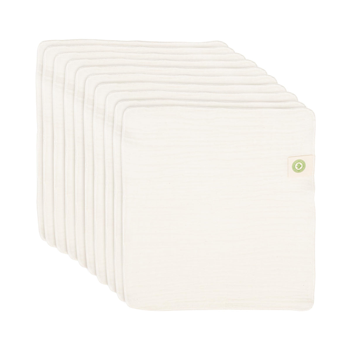 Organic Cotton Mart reusable baby wipes packaging highlights eco-friendly, washable design.