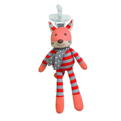 Organic Farm Buddies Frenchy Fox pacifier buddy with rattle and crinkle for infant sensory play