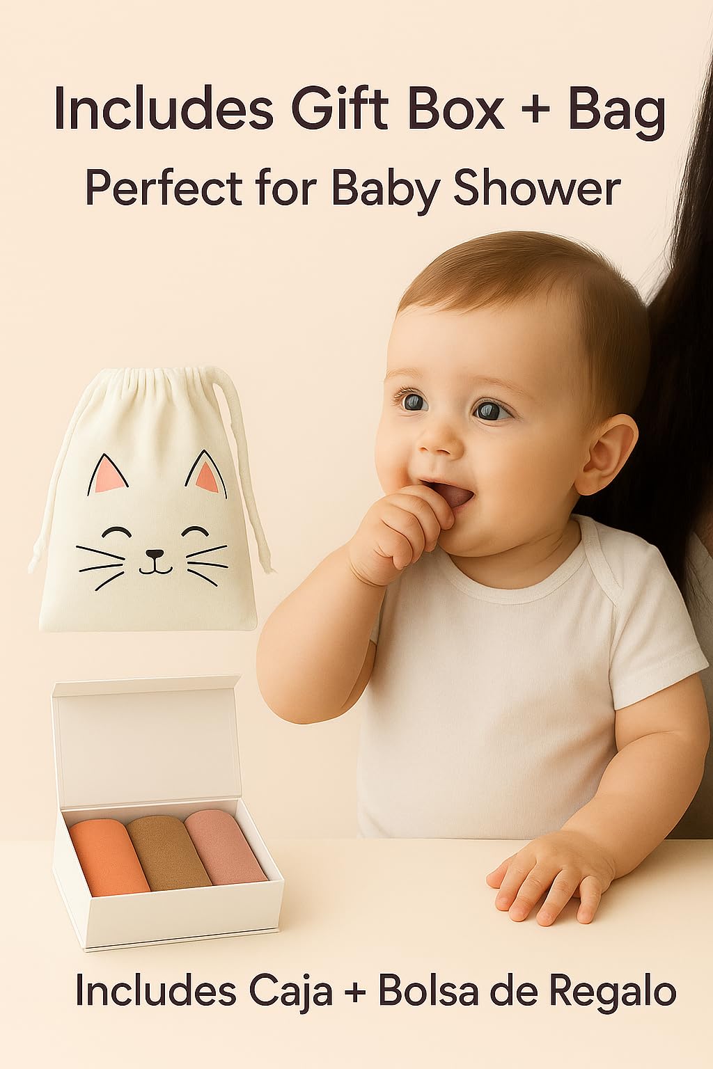 Organic muslin burp cloths gender-neutral design fits any baby.