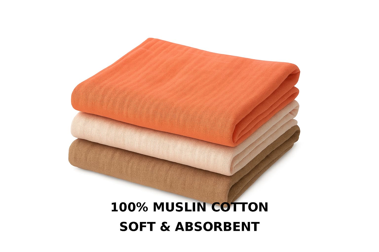 Organic muslin burp cloths soft close-up, highlighting breathable cotton and gentle touch.