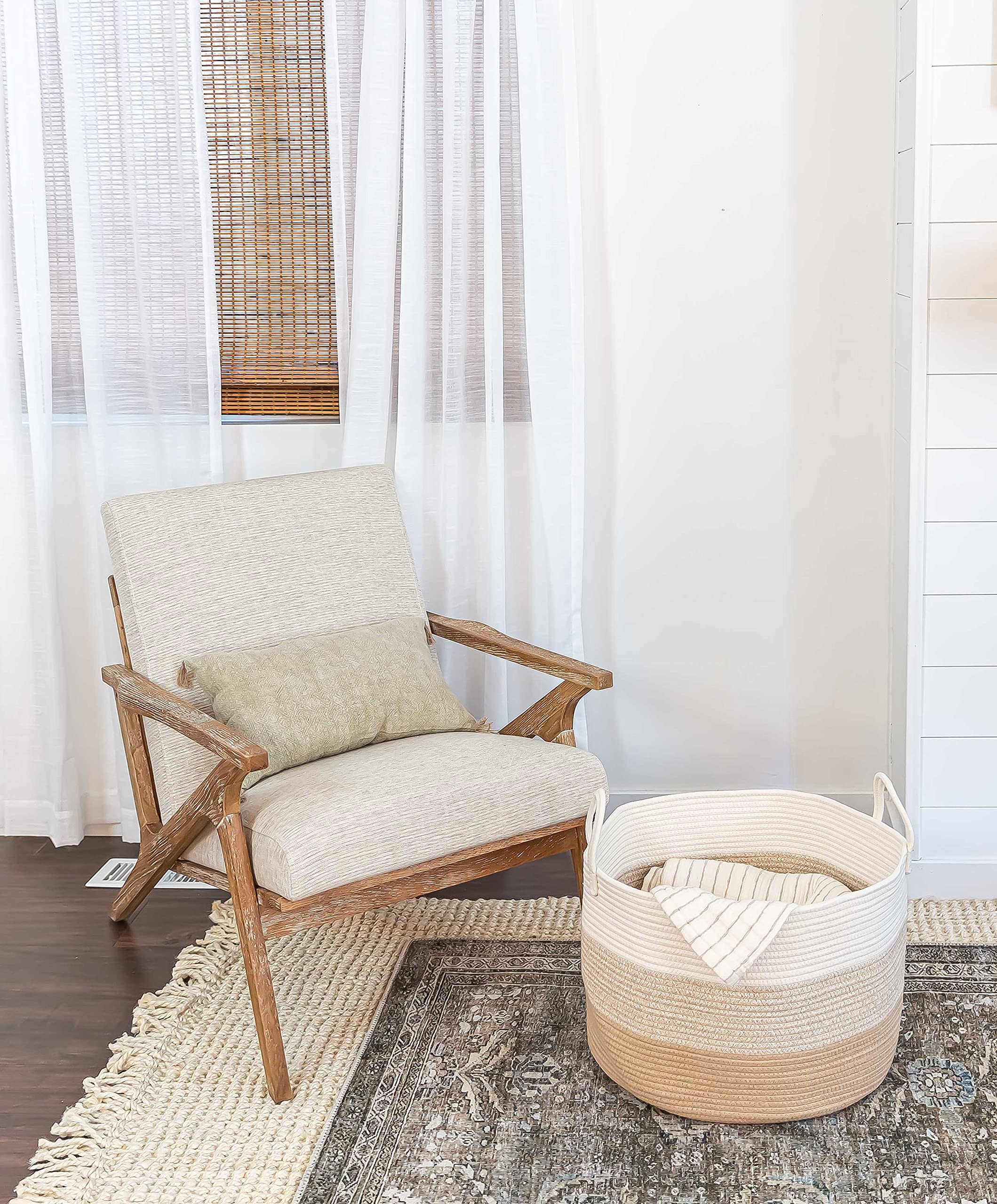 OrganiHaus blanket storage close-up texture highlights natural warmth and sculptural appeal