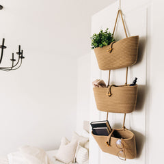 OrganiHaus boho nursery storage wall basket adds playful decor and organization