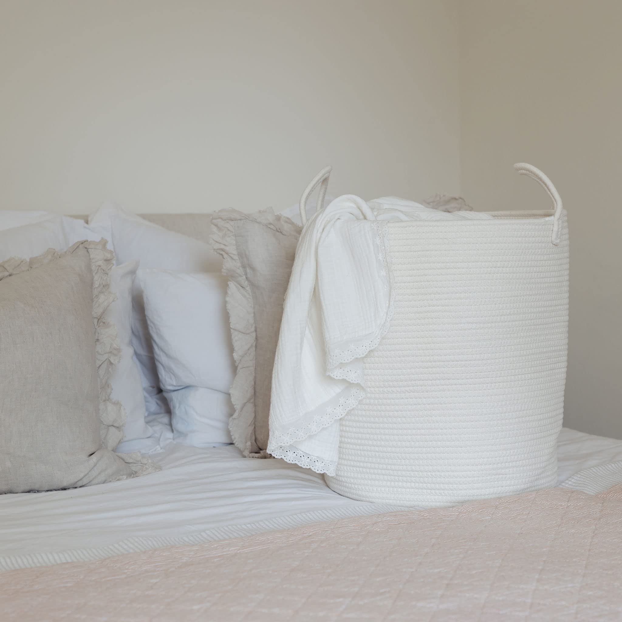 OrganiHaus foldable woven hamper ready for easy storage