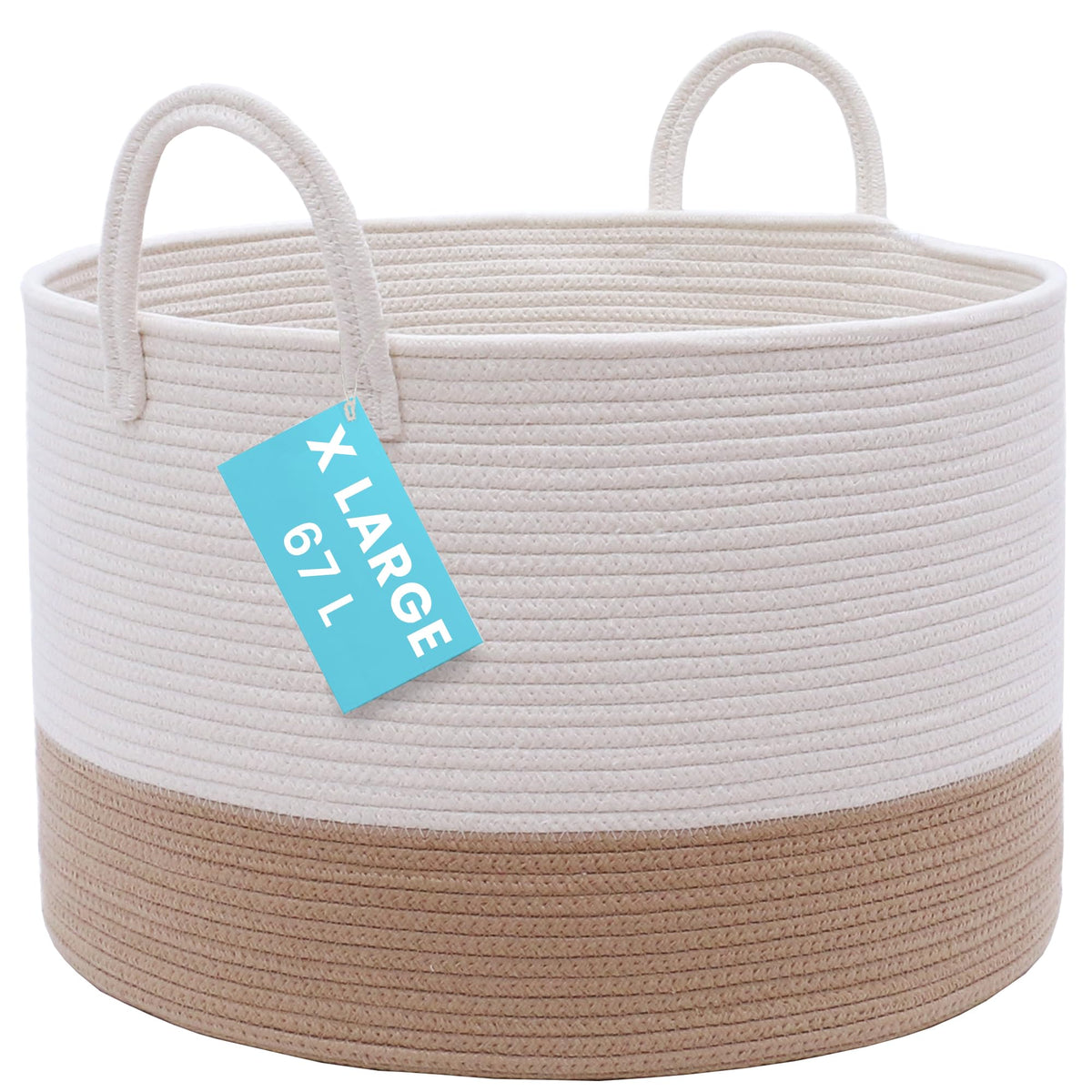 OrganiHaus large woven basket holding blankets in a cozy living room for clutter-free calm.