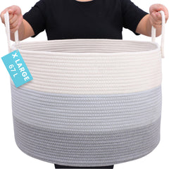 OrganiHaus large woven basket closeup weave highlights durable rope construction for lasting organization