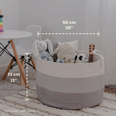 OrganiHaus large woven basket gray room demonstrates versatile storage in modern living space