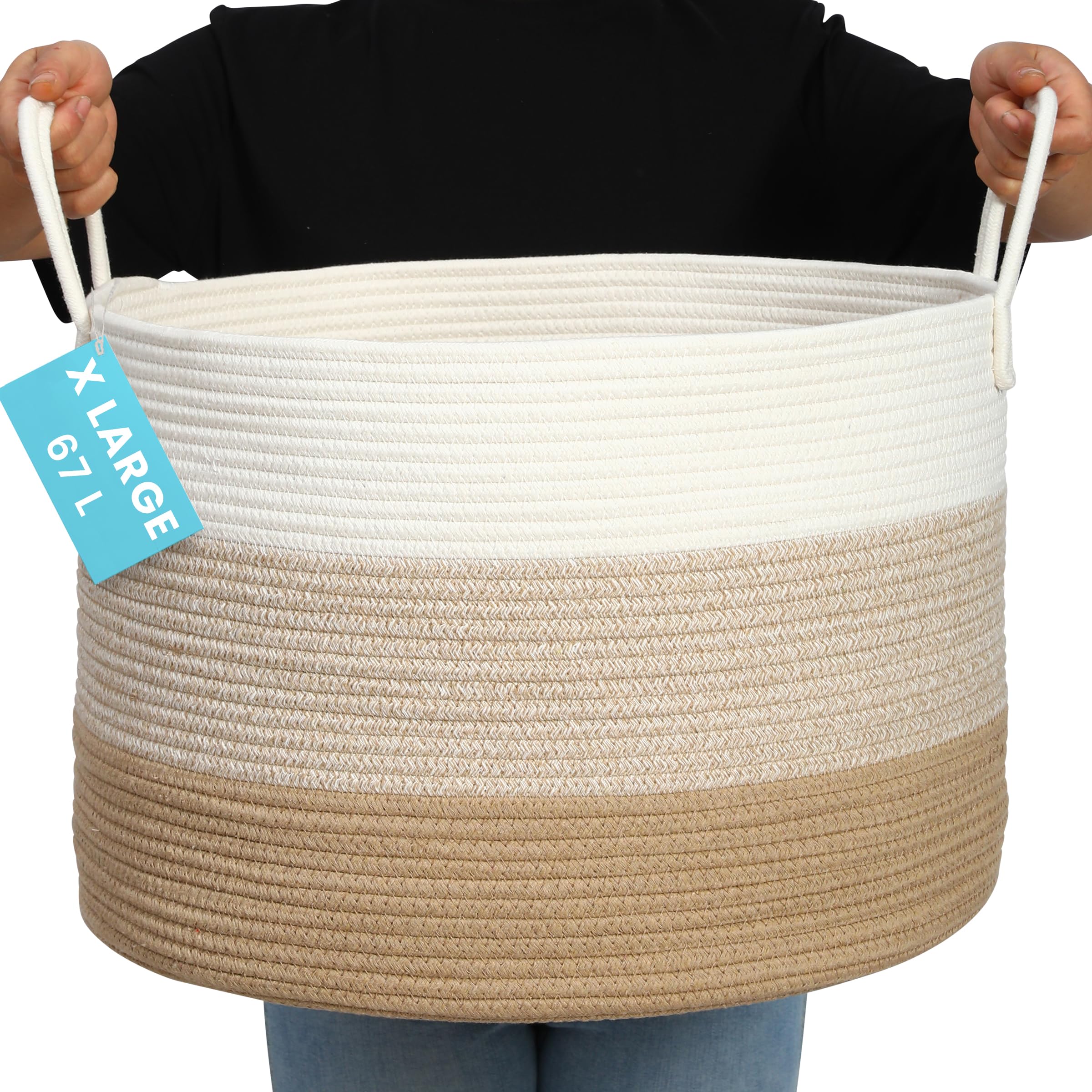 OrganiHaus large woven storage basket for blankets keeps living spaces tidy and calm