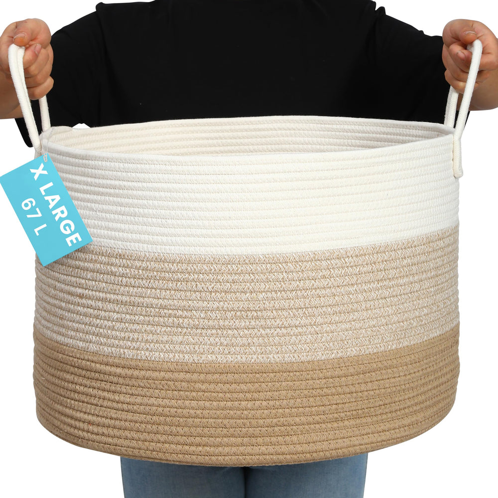 OrganiHaus large woven storage basket for blankets keeps living spaces tidy and calm