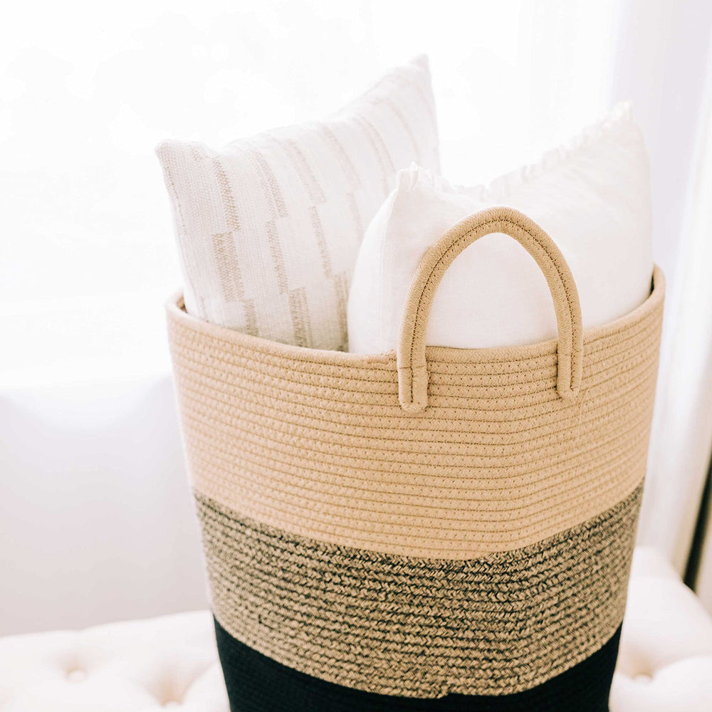 OrganiHaus laundry basket in nursery use shows safe, spacious storage for baby essentials.