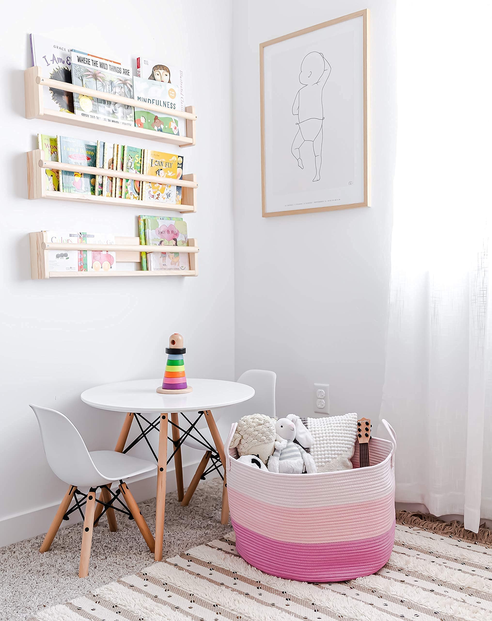 OrganiHaus living room decor basket in soft tones blends with modern interiors.