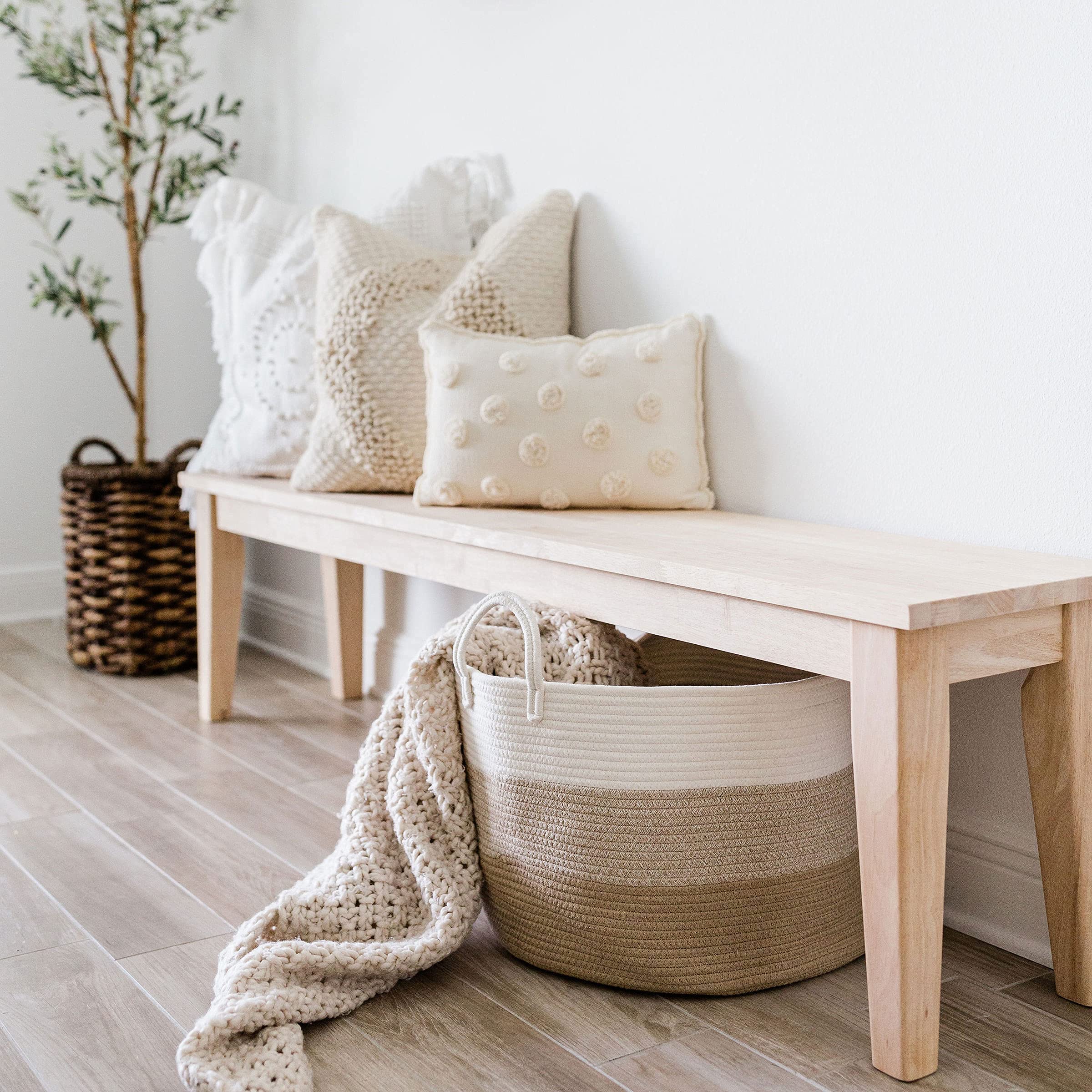 OrganiHaus nursery hamper stores baby blankets and supplies while blending with nursery decor