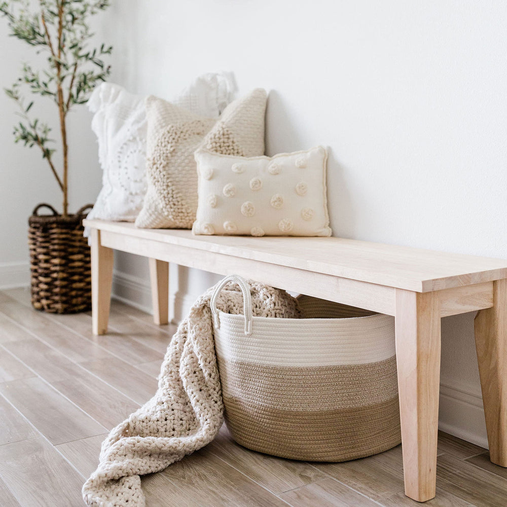 OrganiHaus nursery hamper stores baby blankets and supplies while blending with nursery decor