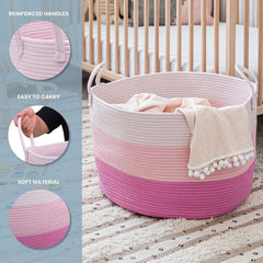 OrganiHaus pink soft-round basket shows cozy texture for nursery storage and decor.