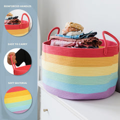 OrganiHaus rainbow basket in a nursery setup adds colorful organization