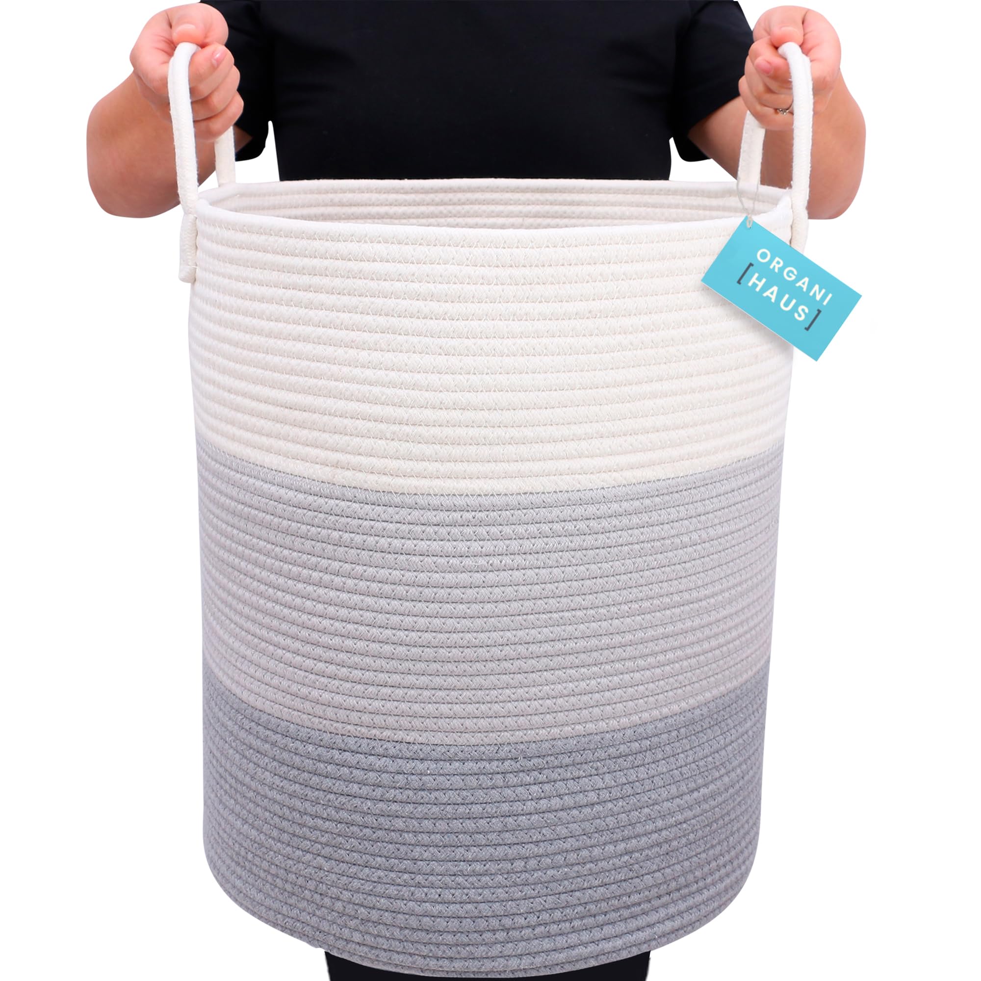 OrganiHaus reinforced-handles basket with strong grips for daily laundry rounds