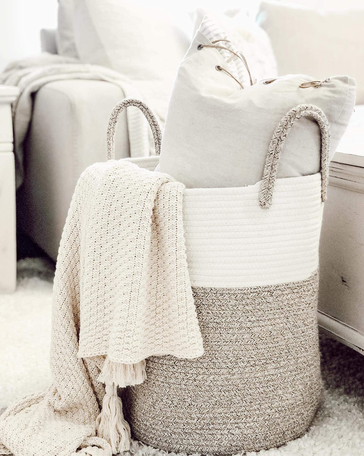 OrganiHaus basket enhances living room ambience with warm tones