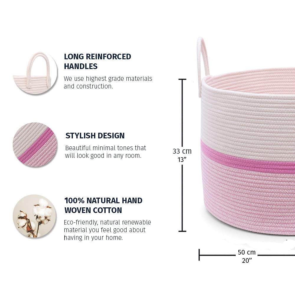 OrganiHaus rope basket with reinforced handles for easy carrying and versatile toy storage.
