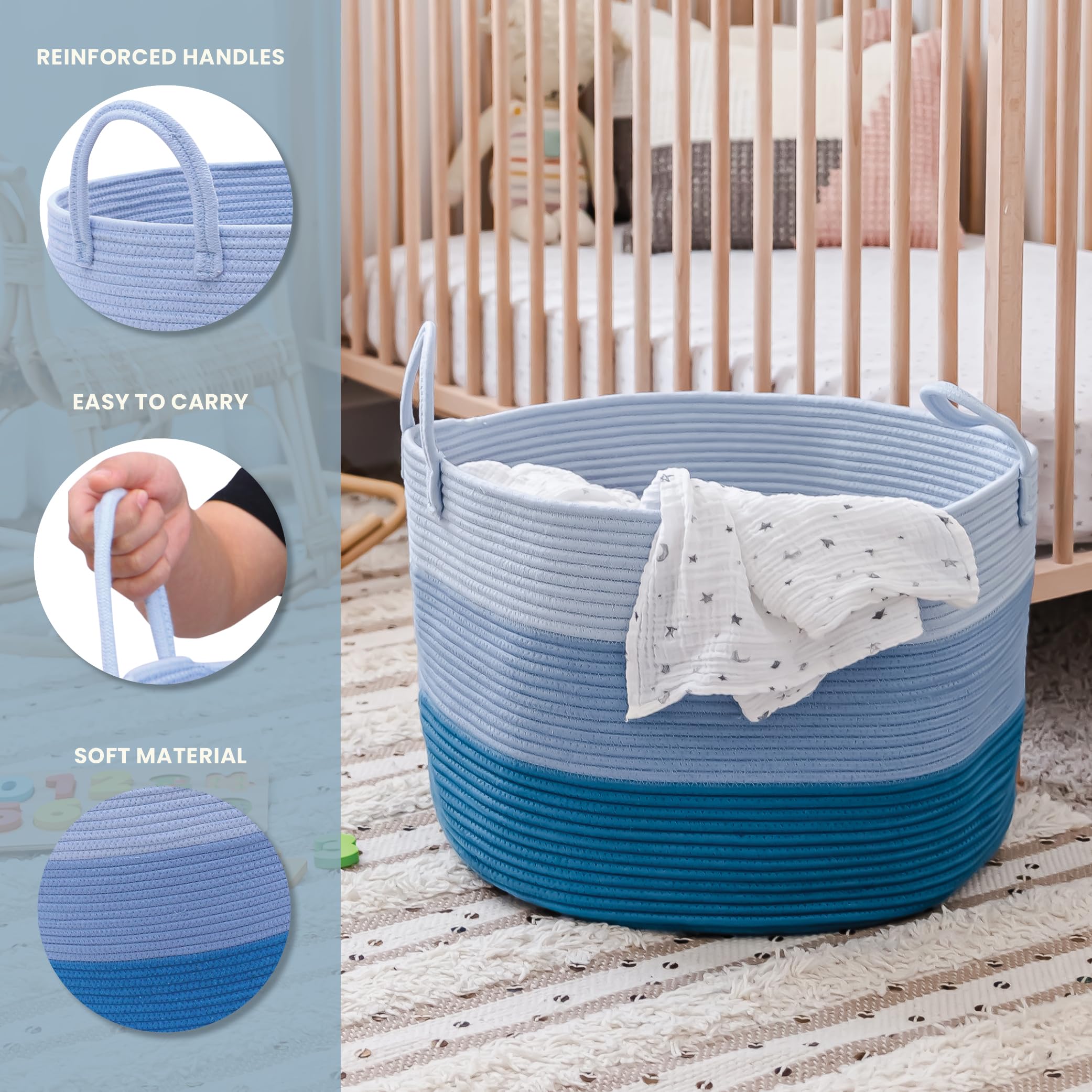 OrganiHaus rope basket in living room scene highlights warm decorative organization
