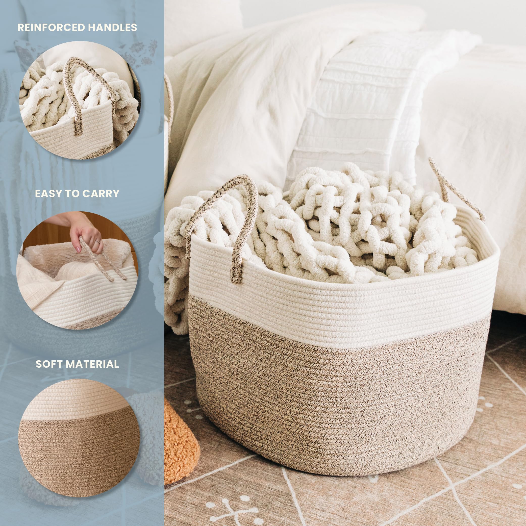 OrganiHaus soft round dog toy bin keeps toys organized after playtime.