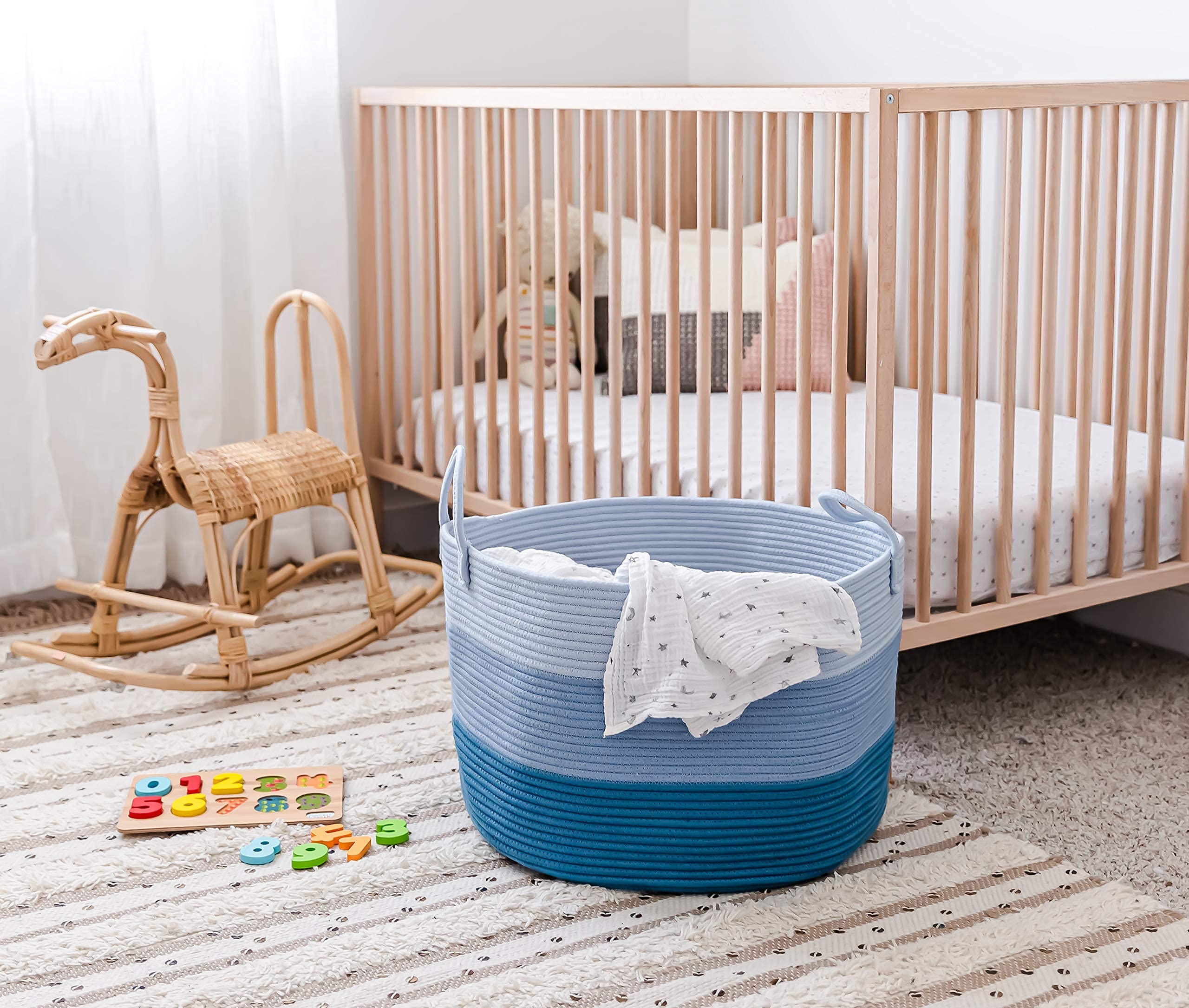 OrganiHaus soft round basket closeup emphasizes gentle texture and versatile use