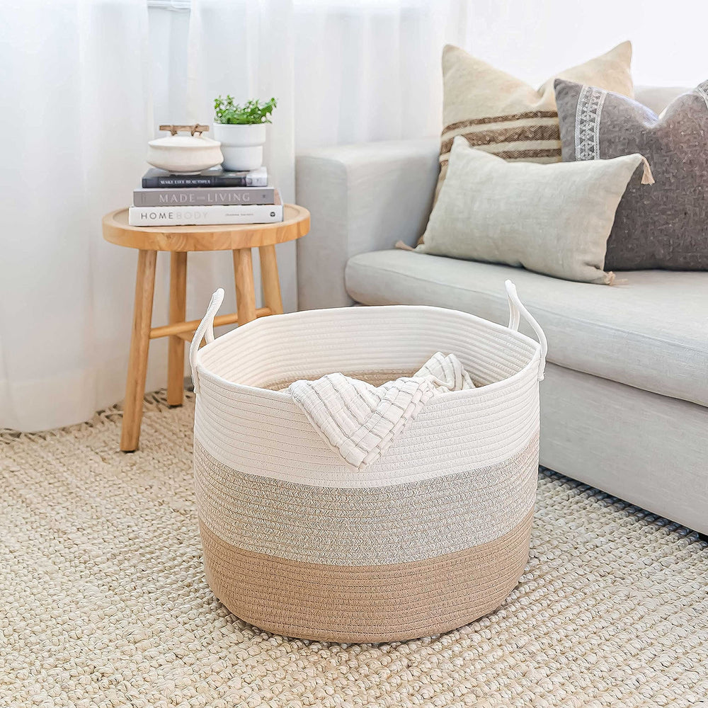 OrganiHaus foldable storage basket shows lightweight design and easy-carry practicality