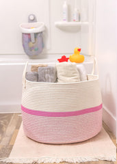 OrganiHaus toy storage bin holds kid's toys neatly in a stylish woven design.