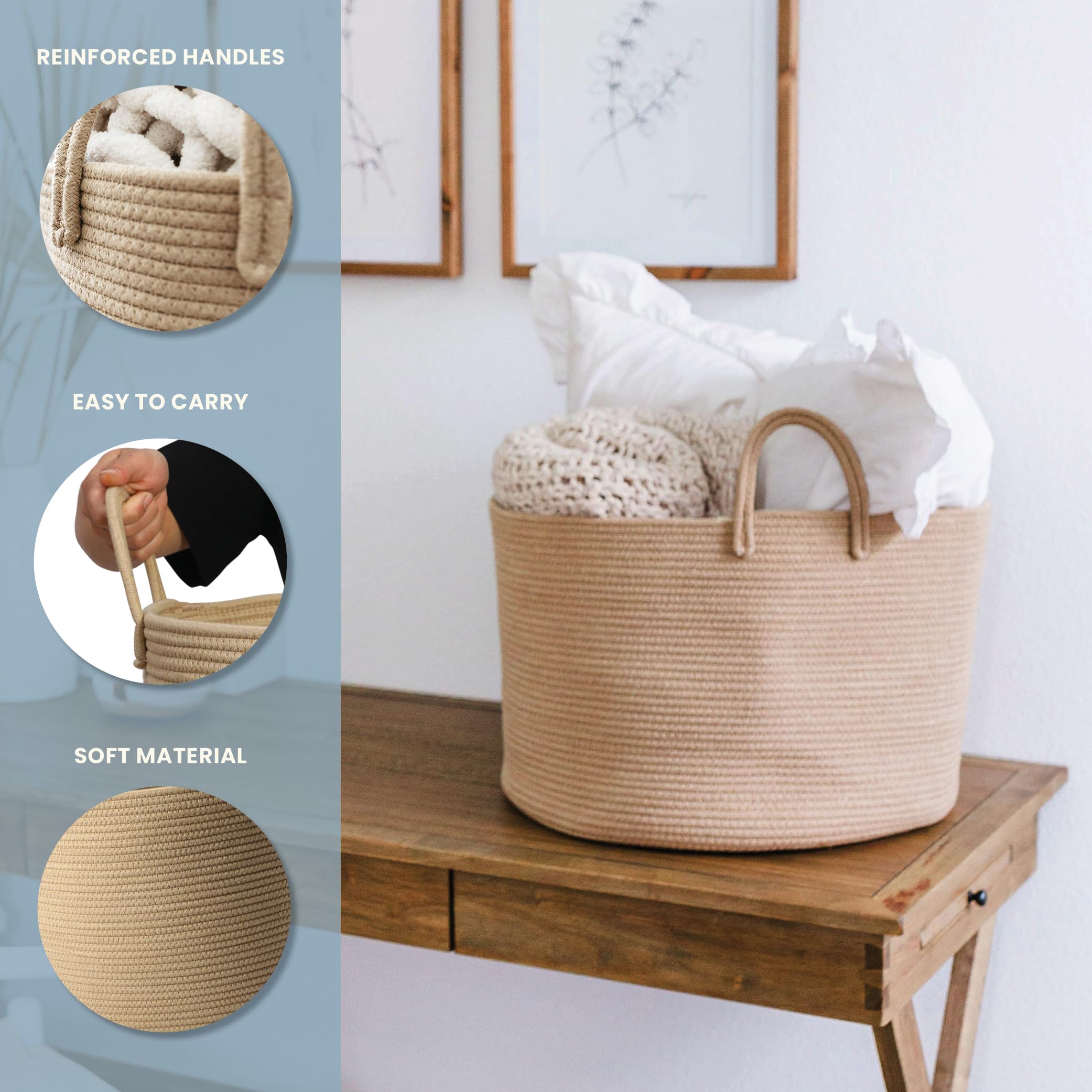 OrganiHaus woven basket for toy storage keeps play areas tidy.