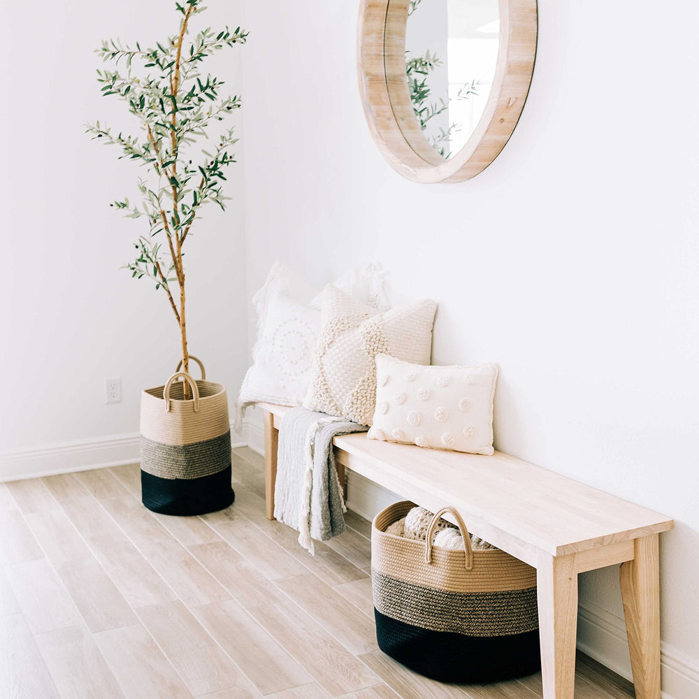 OrganiHaus Decorative Basket enhances boho and Scandinavian interiors.