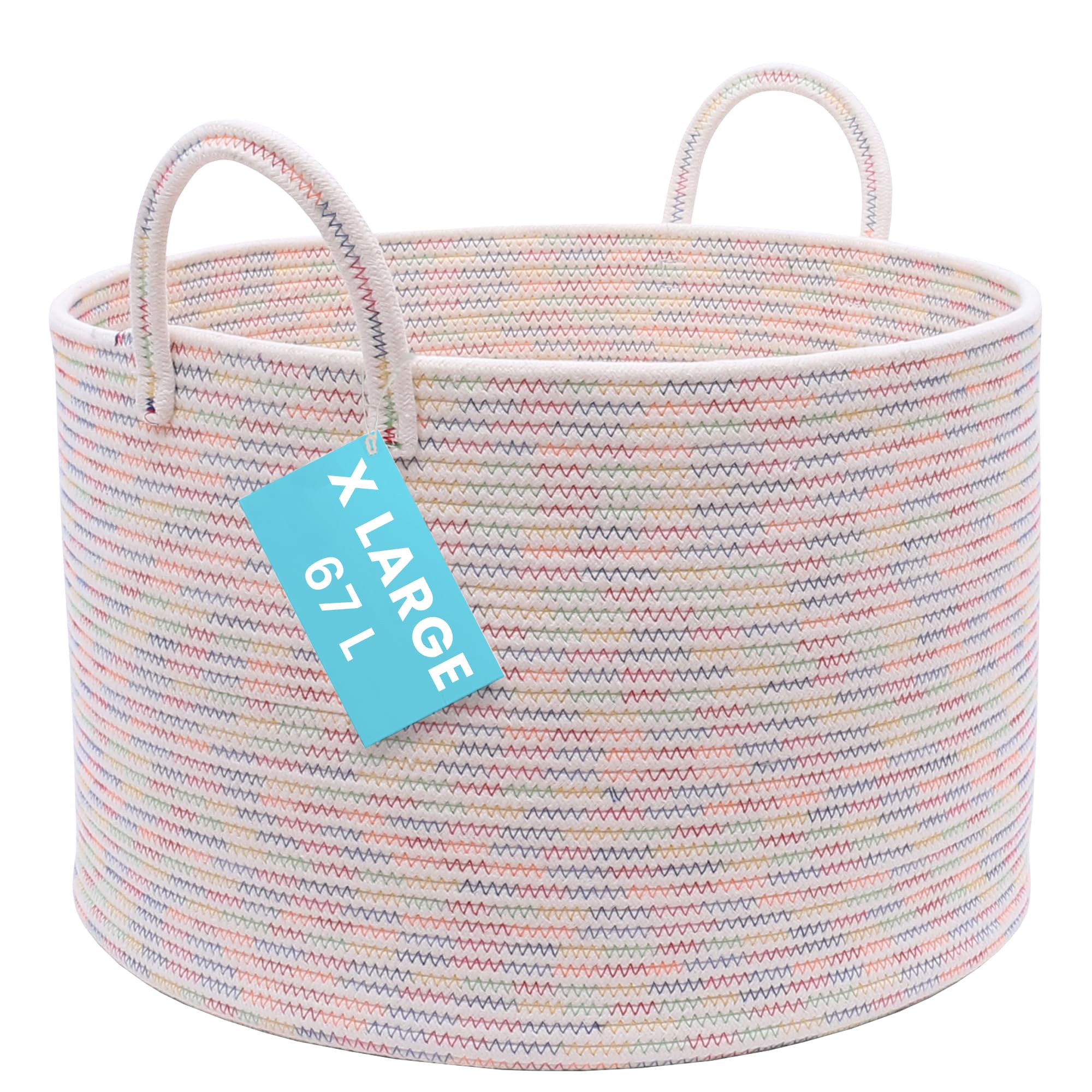 OrganiHaus large woven storage basket shows blankets neatly stored for cozy living spaces.