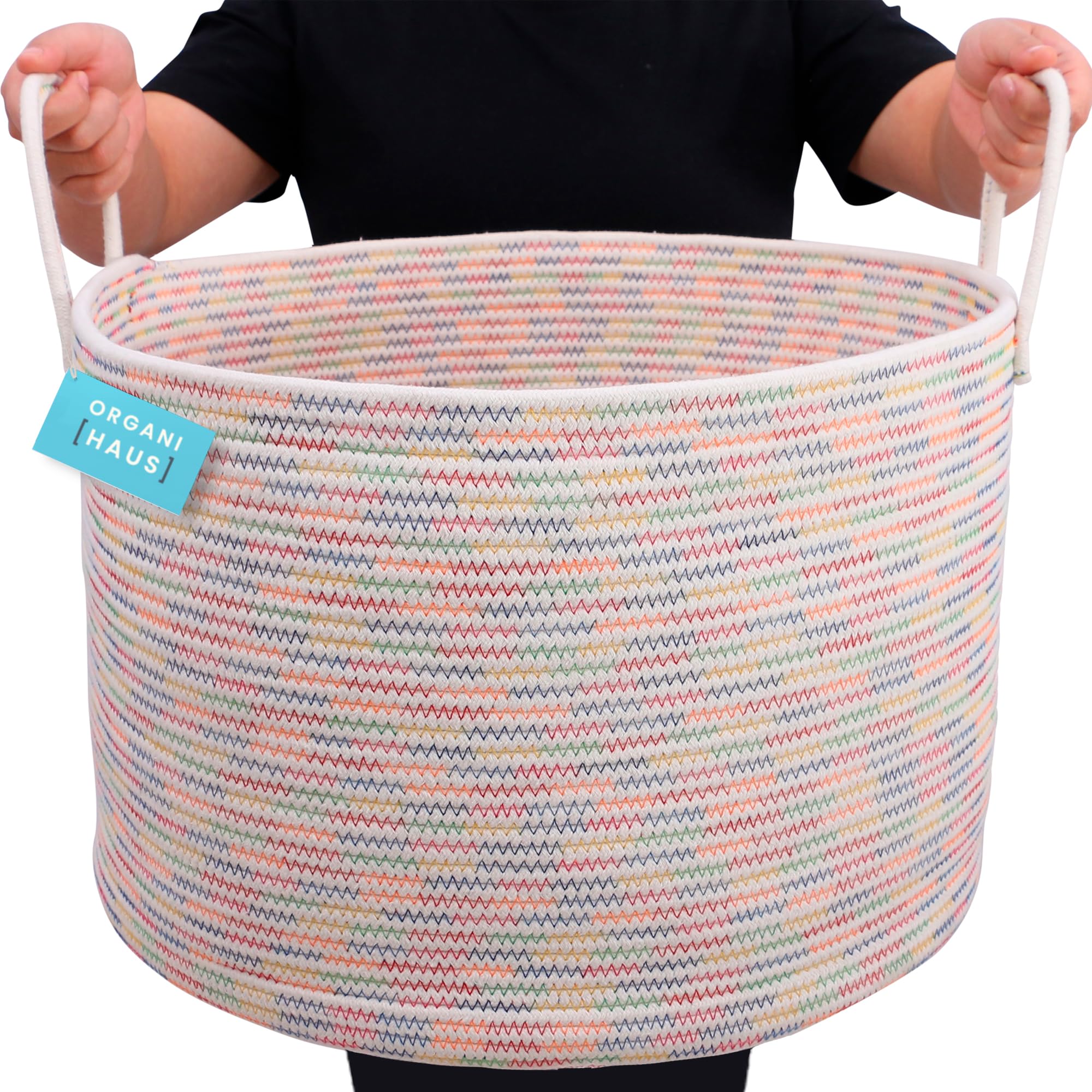 OrganiHaus nursery organization basket provides tidy storage for essentials.