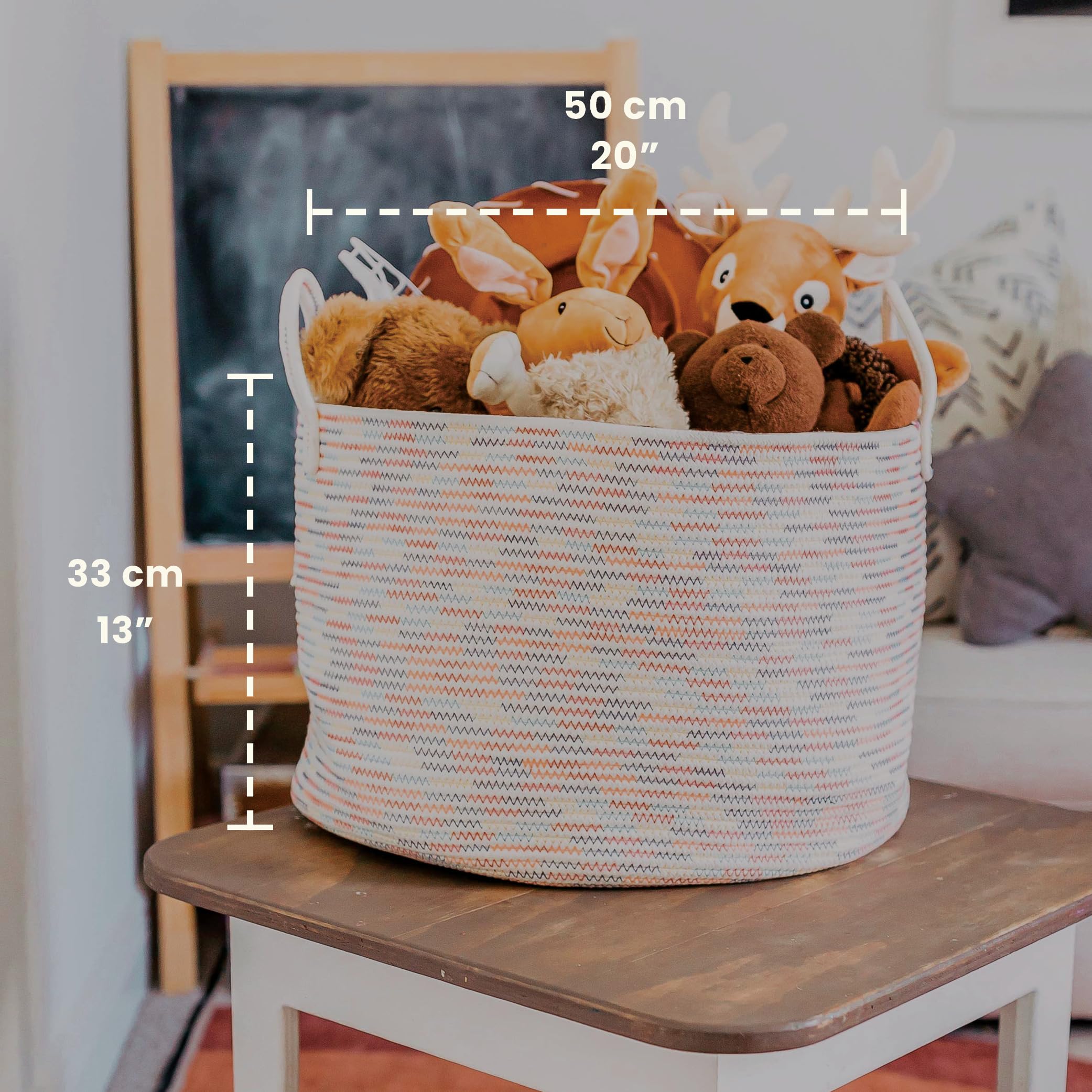 OrganiHaus rope laundry basket with handles keeps laundry organized and easy to carry.